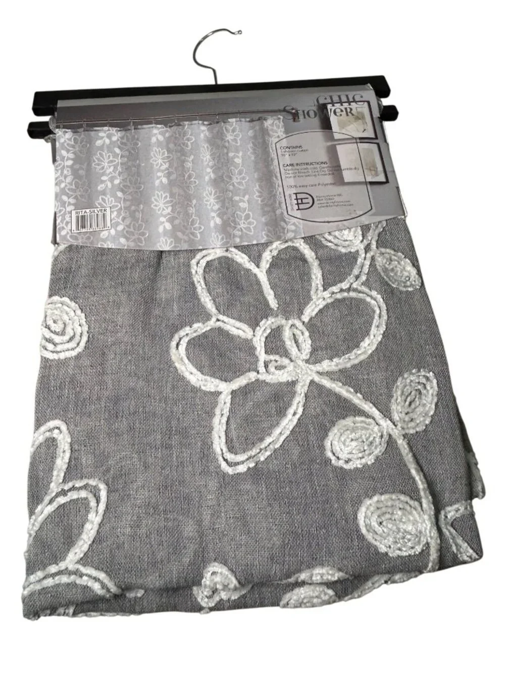 NEW Chic Shower Embroidered Shower Curtain 70